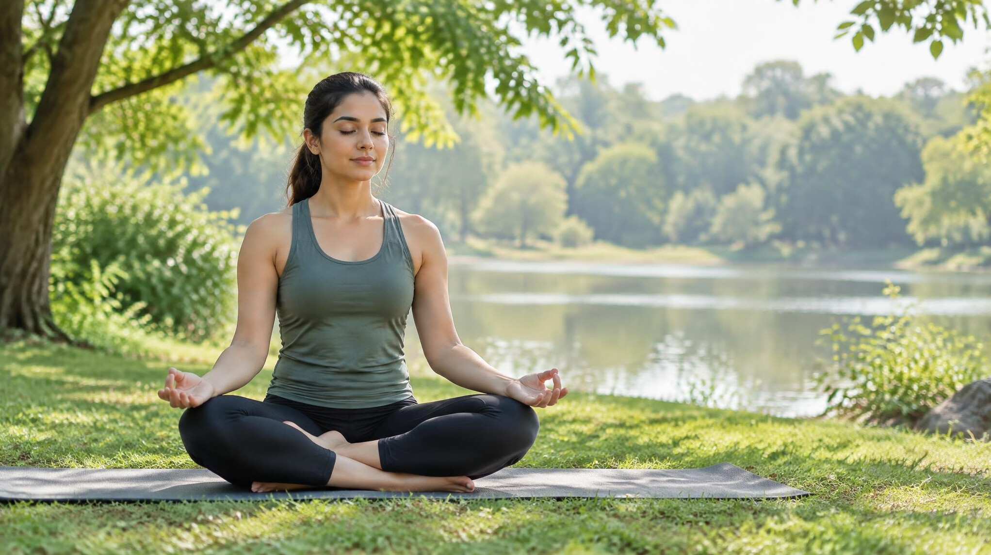 woman meditating in nature