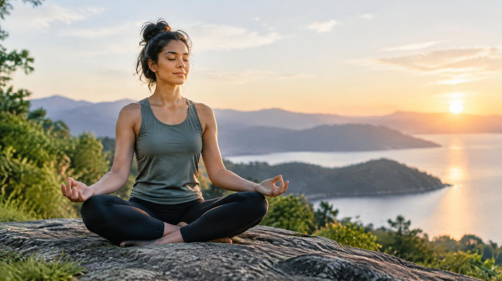 person meditating outdoors