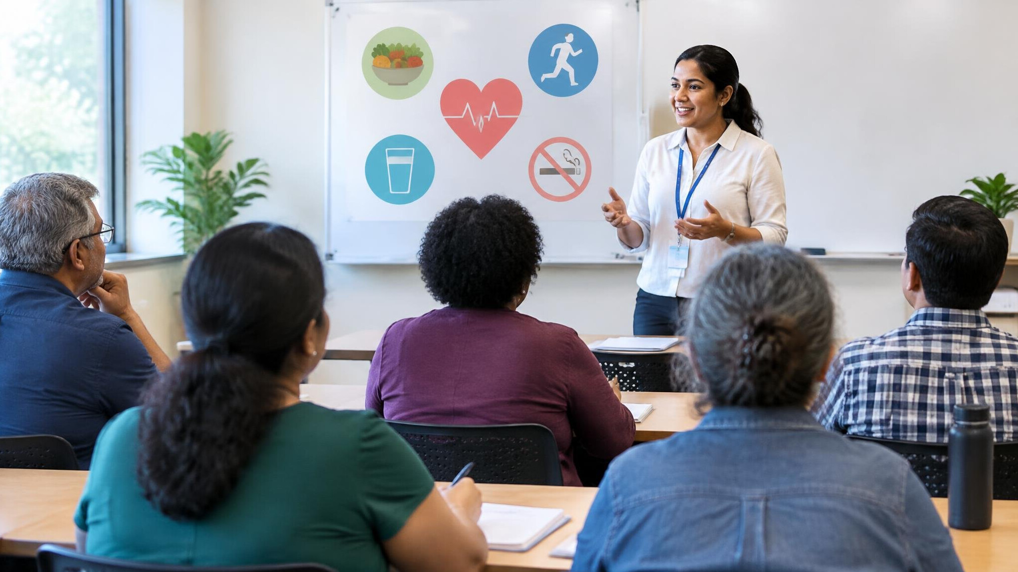 people attending health workshop