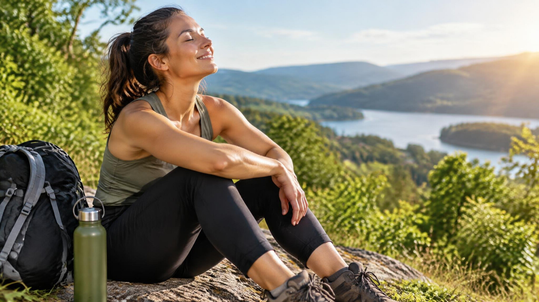 woman resting after walk